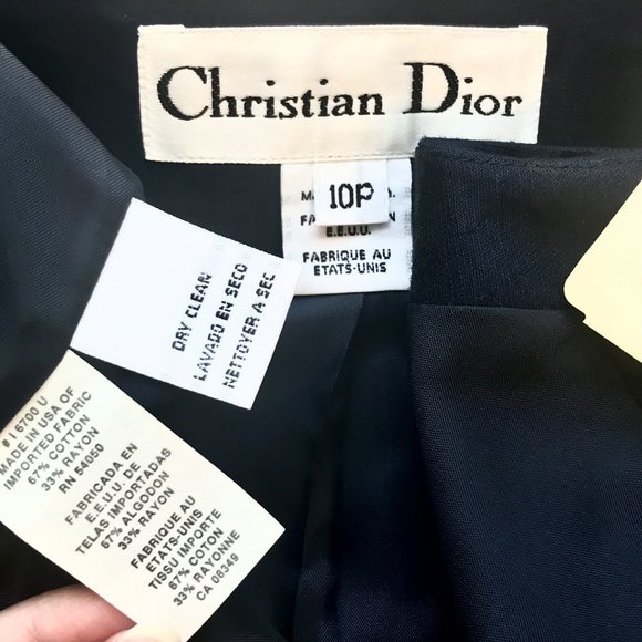 Dior 10P Metallic Floral Formal Skirt Suit Navy Petite - Picture 12 of 15